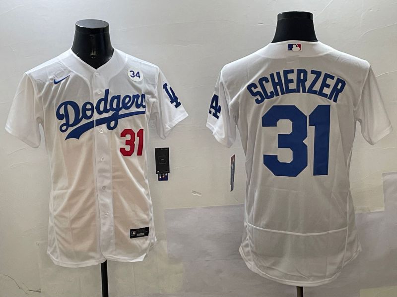 Men Los Angeles Dodgers #31 Scherzer White Elite 2025 Nike MLB Jersey style 3206